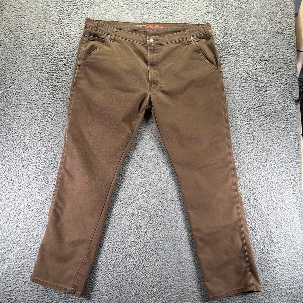Dickies Flex Pant Men 40x32 Brown Cotton Carpenter Tapered Slim Workwear Utility